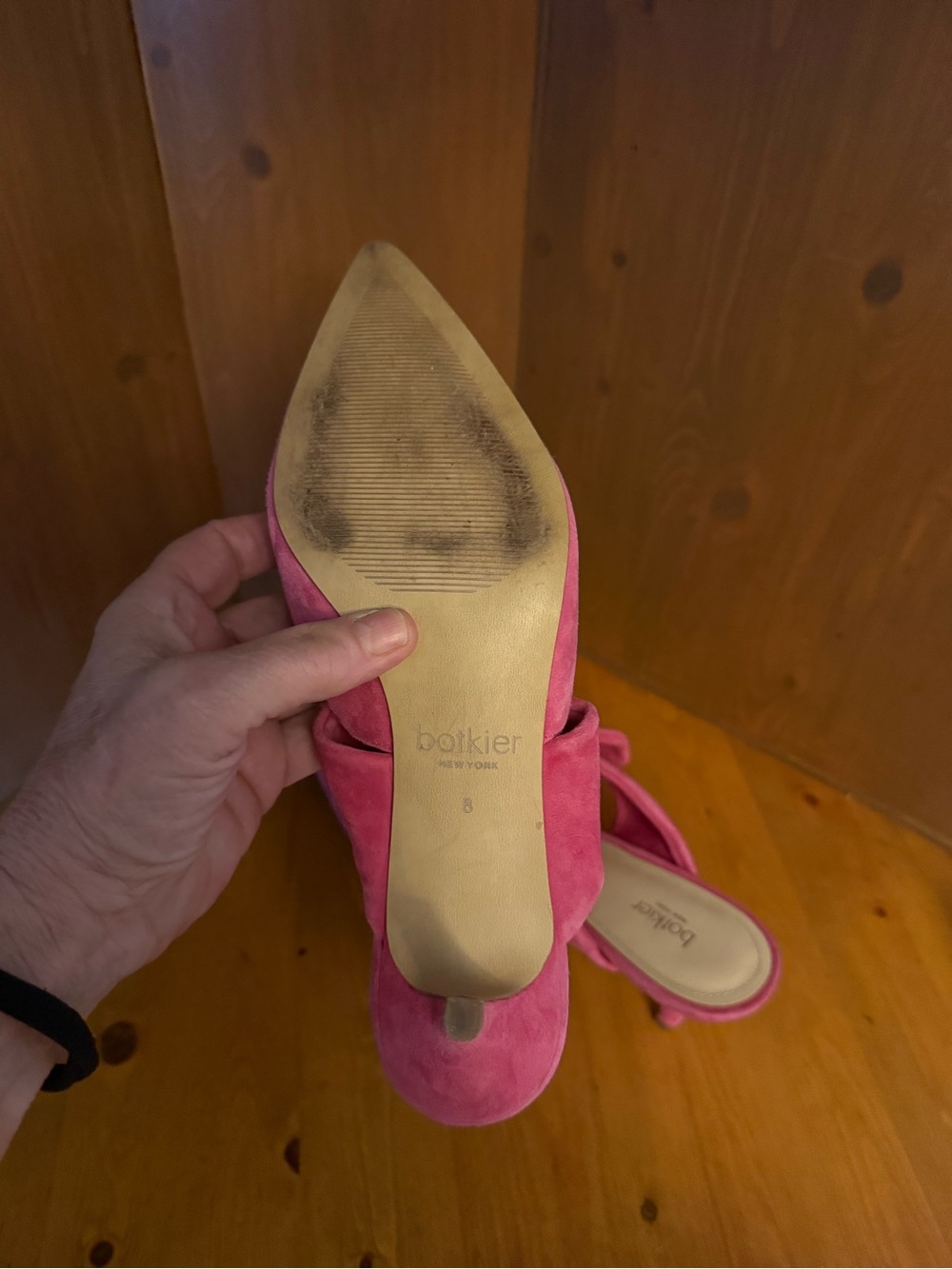 Botkier New York "Pina" Bow-Accented Suede Kitten Heel Mules 8 - Picture 3 of 15